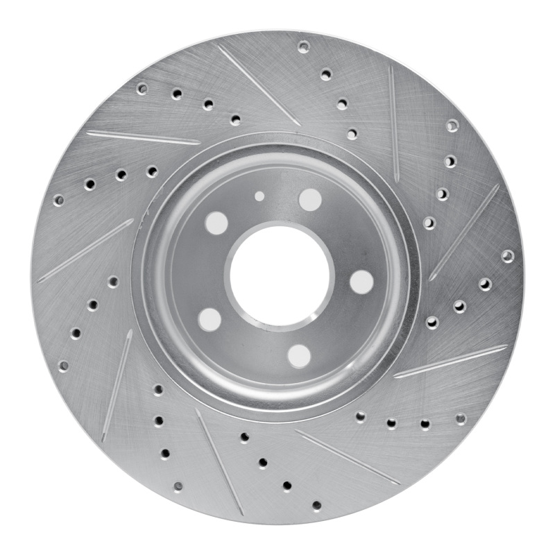 Audi Q5 Brake Rotor (1) - Front Left - R1 Concepts - Drilled & Slotted - Silver - `11-`17